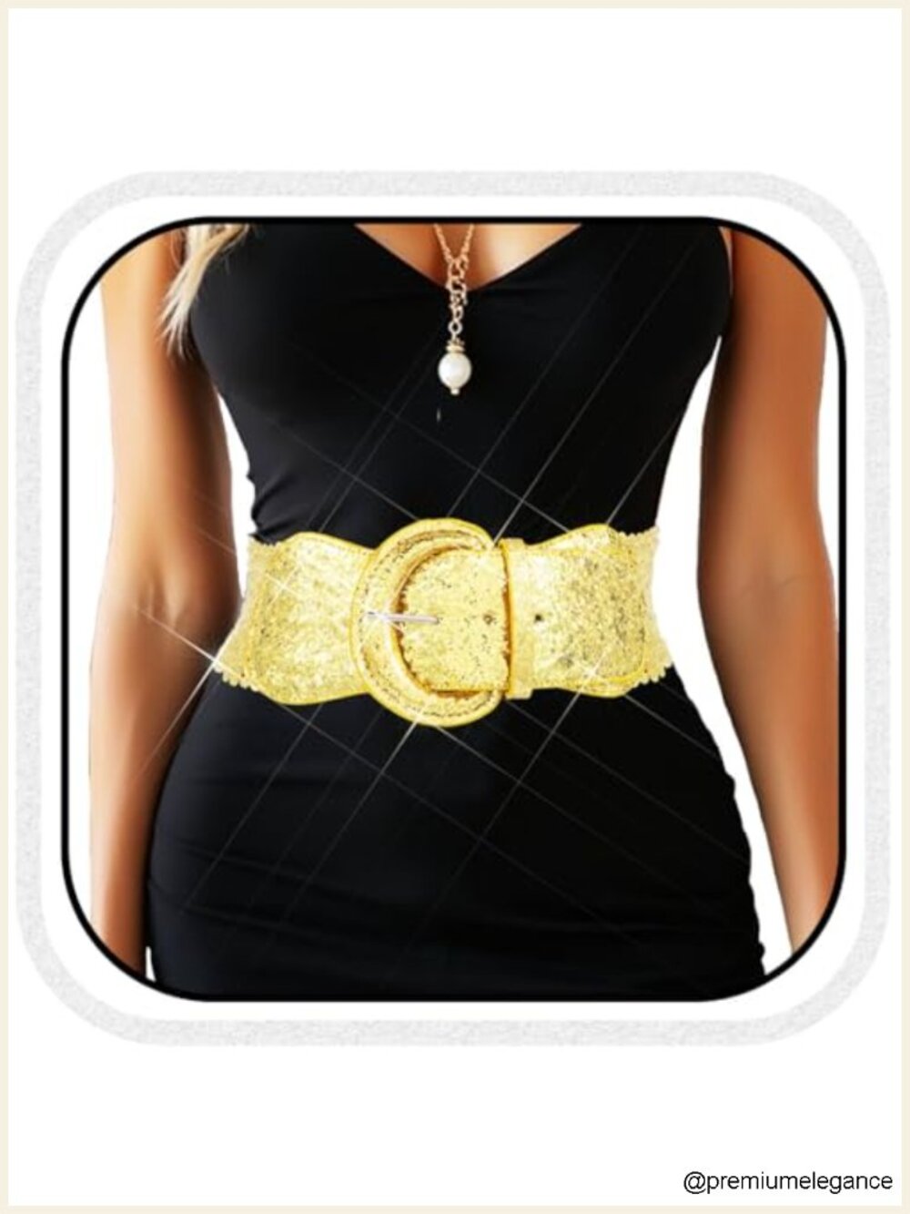Sequin Stretch Cinch Belt for Women, Elastic Waist Belt with Buckle, Sparkly